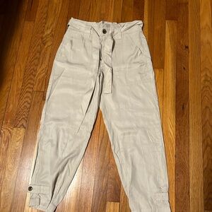 Banana Republic Tan Paper Bag Pants High-Waisted Relaxed Fit
